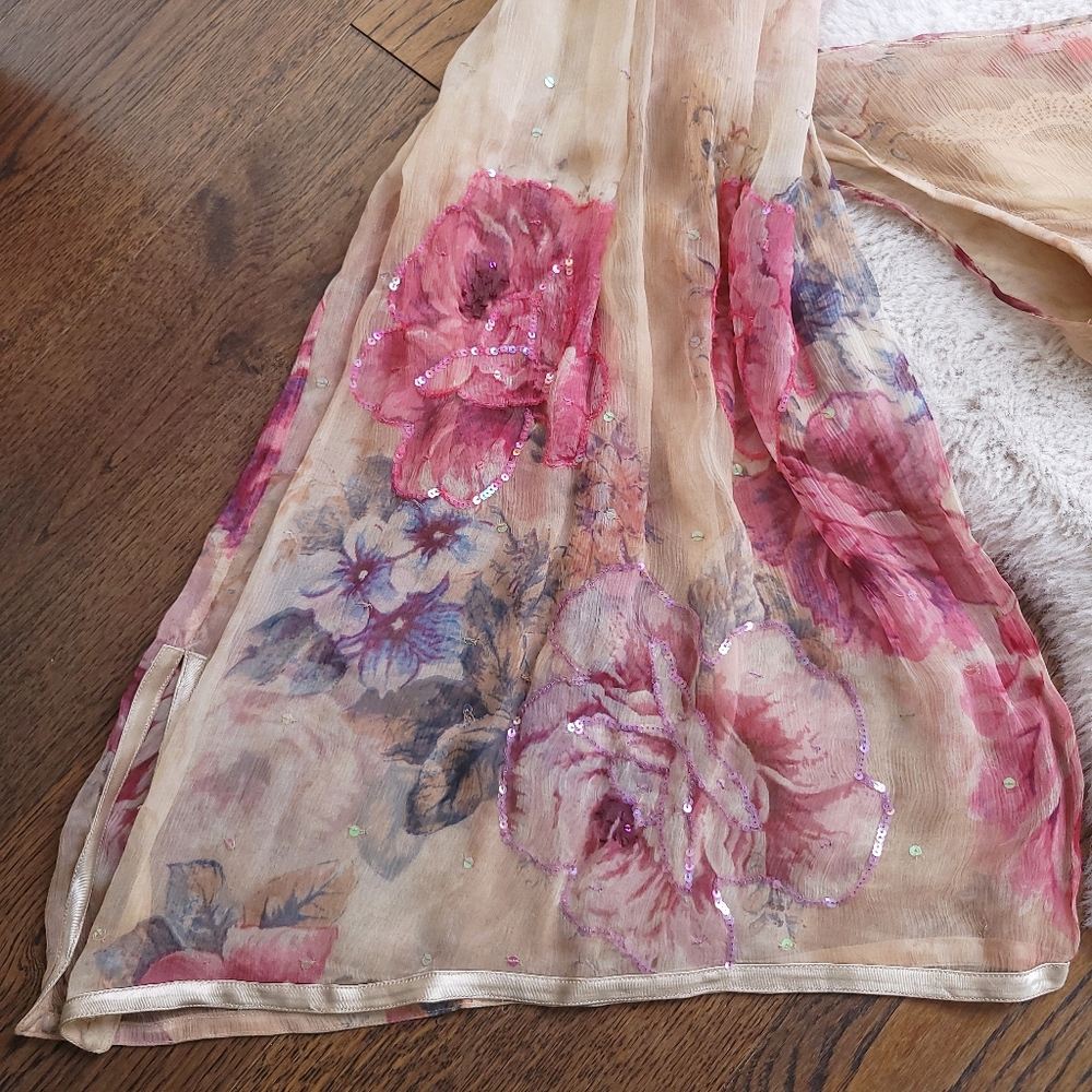 Vintage 90s Rene Dehry Paris French Fairycore Romantic Floral Maxi Slip Dress - Picture 6 of 11